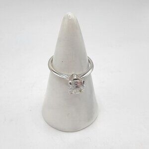 Vintage Sterling Silver AVON Ring Round CZ Statement Ring Sz‎ 5.75